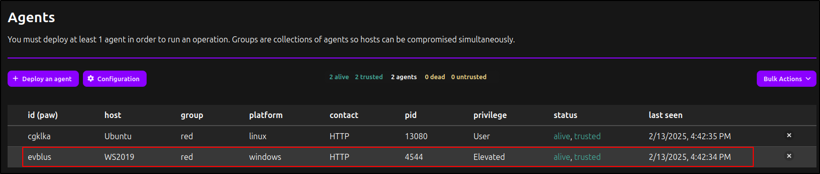 Confirm the Windows agent is alive