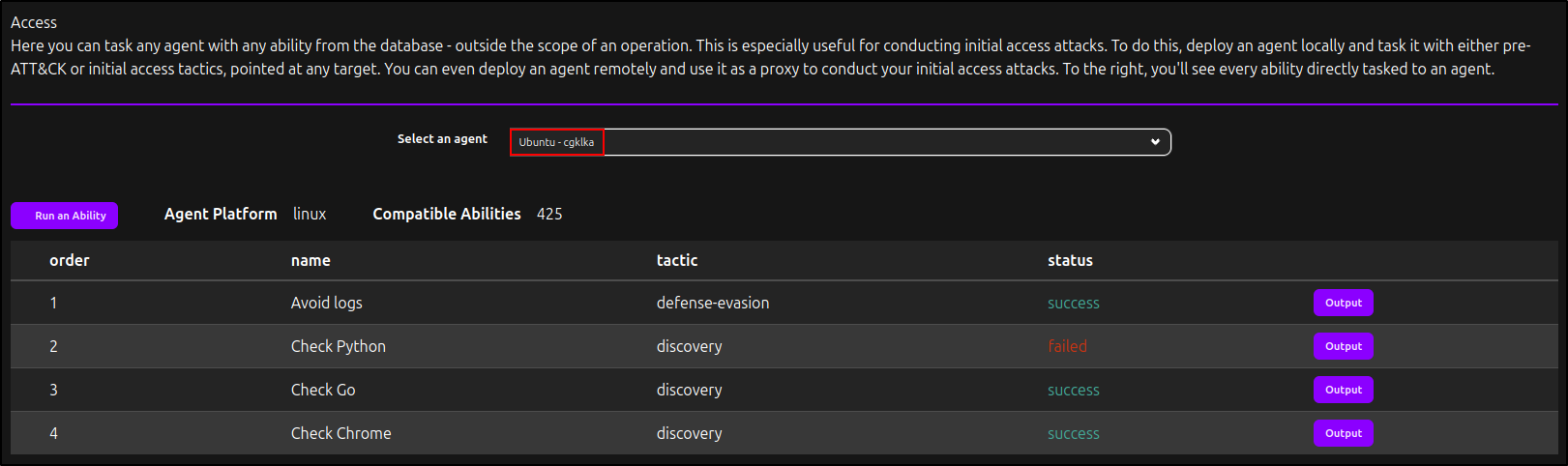 Review Linux agent bootstrap results in Access