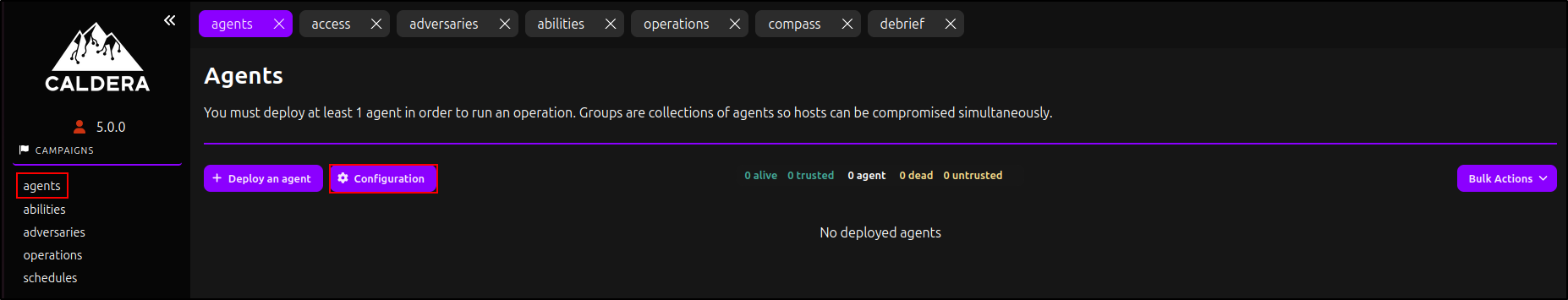 Open agent configuration