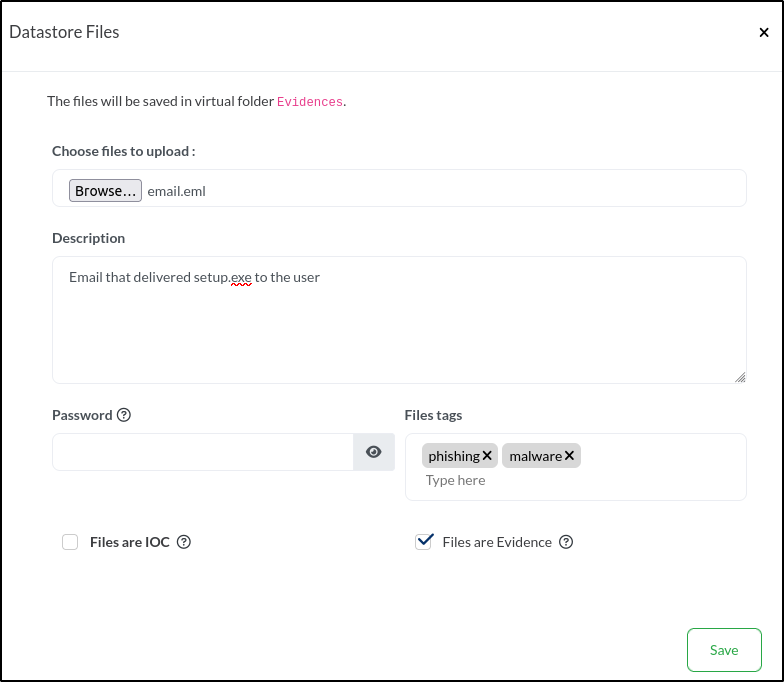 DFIR-IRIS evidence datastore — step 32
