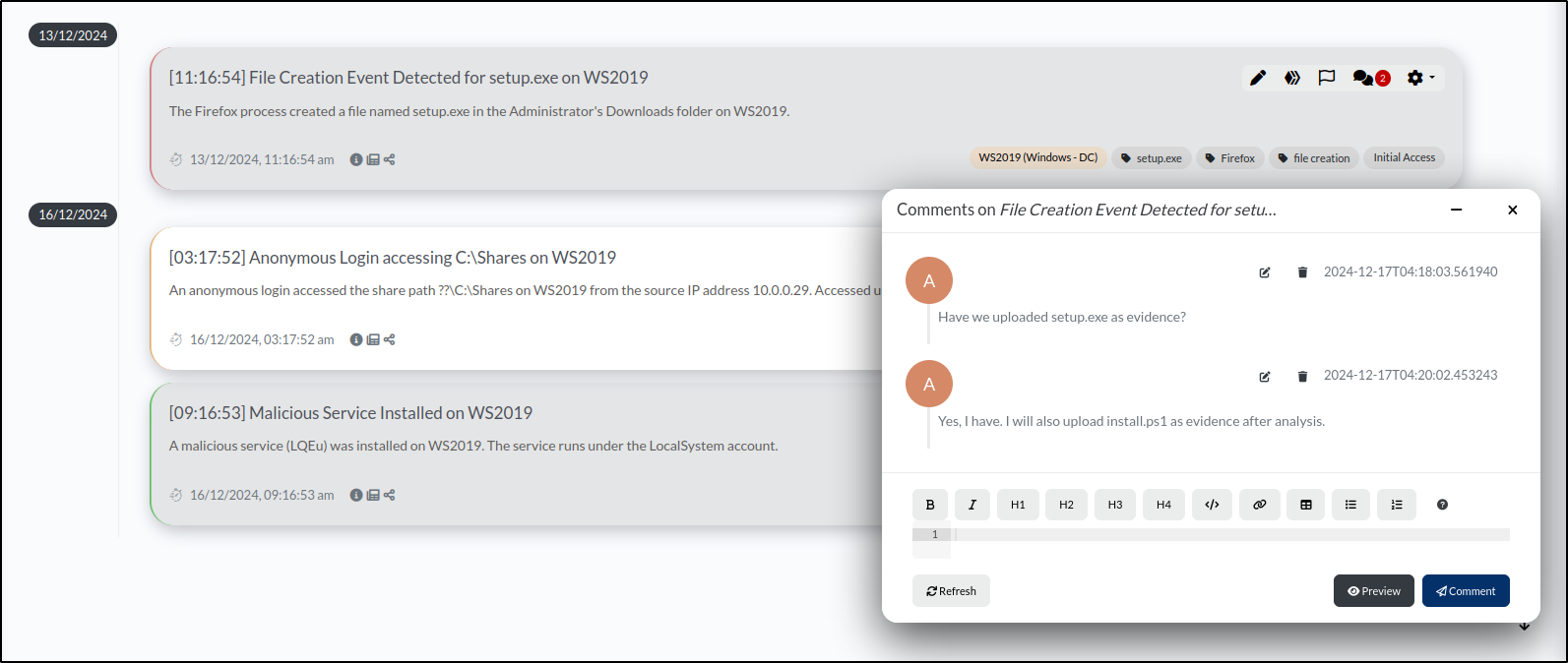 DFIR-IRIS collaboration and access — step 35