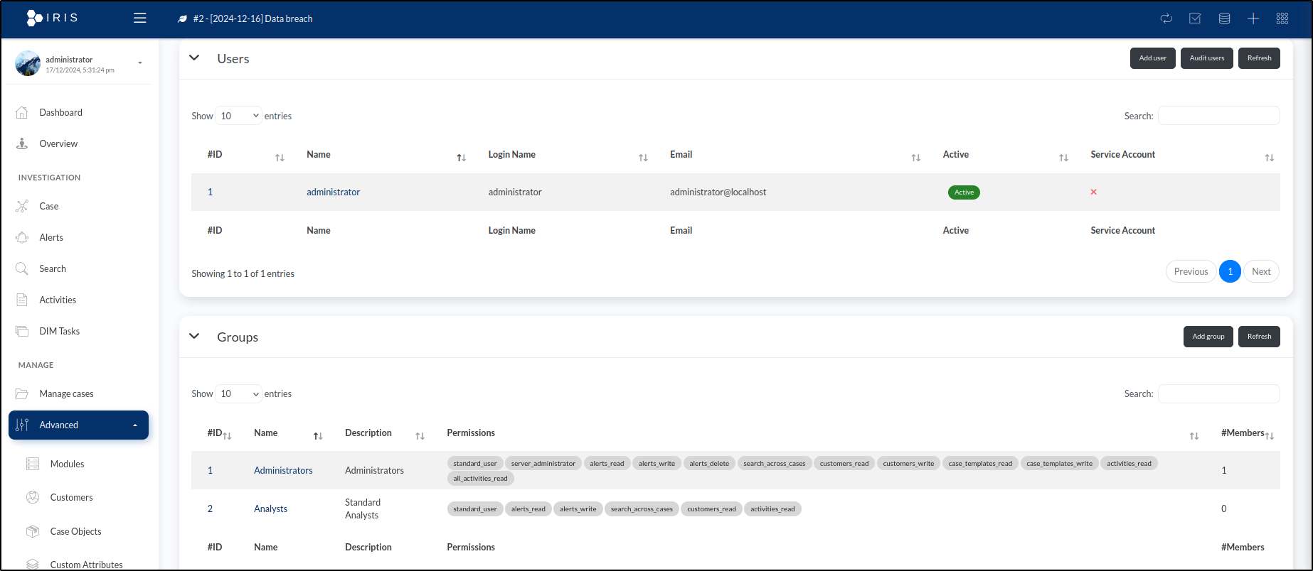 DFIR-IRIS collaboration and access — step 40