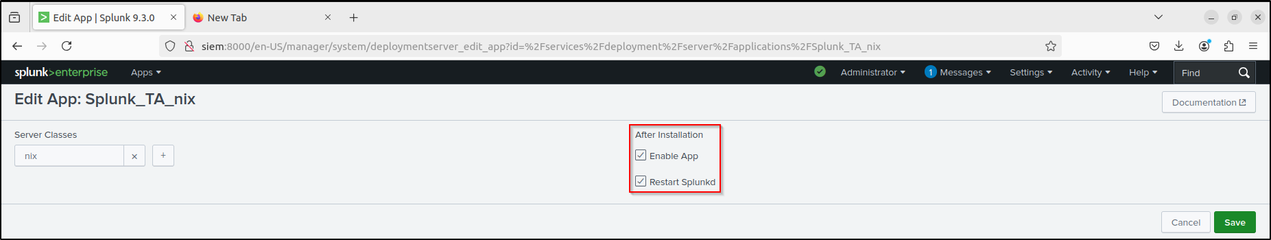 Legacy deployment configuration step 3