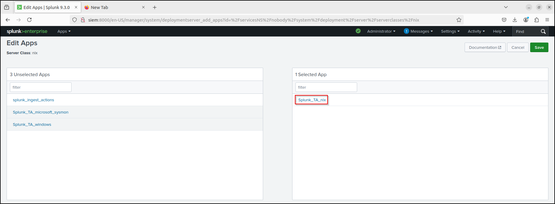 Legacy deployment configuration step 4