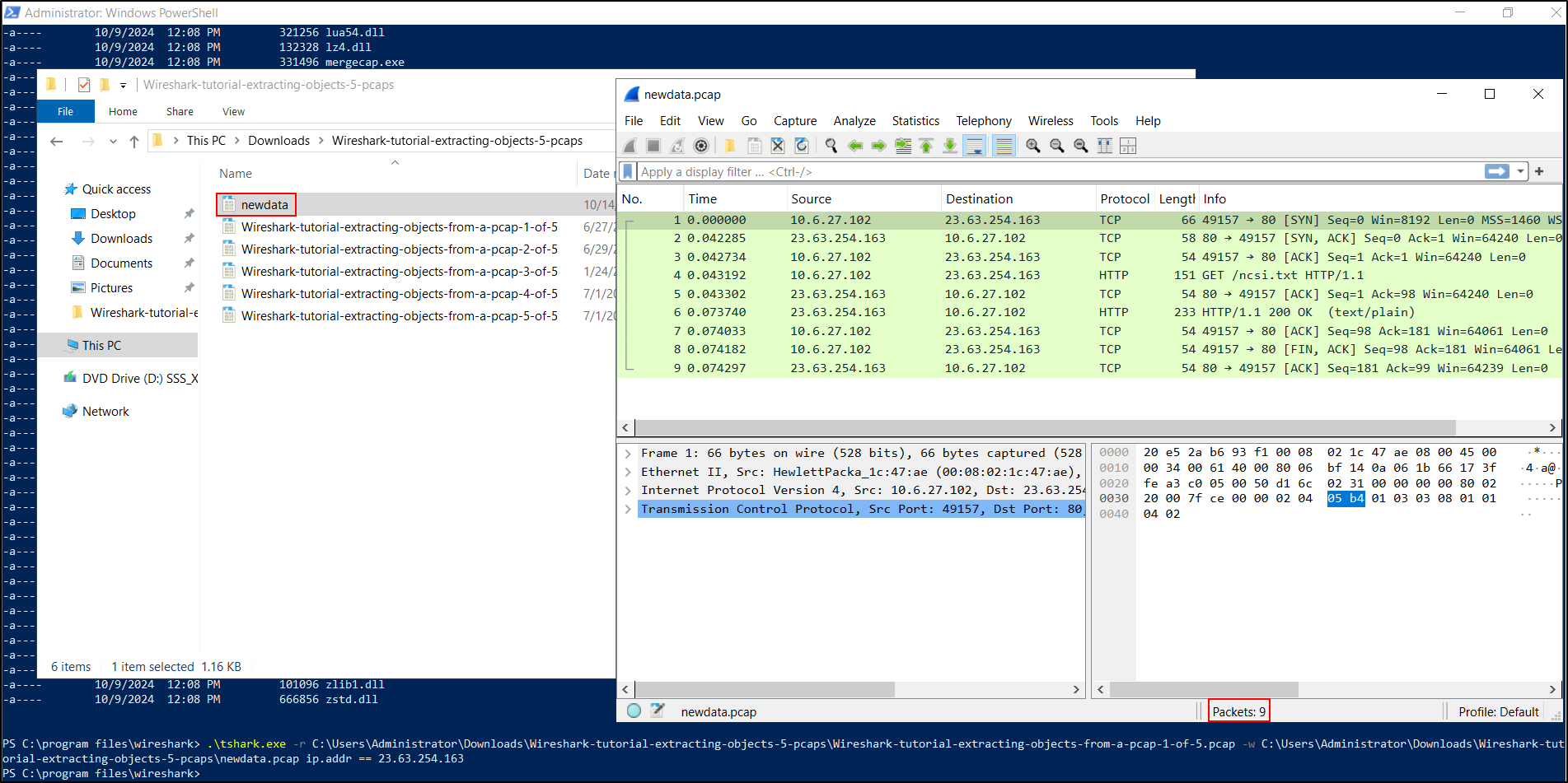 TShark producing a filtered output PCAP in PowerShell