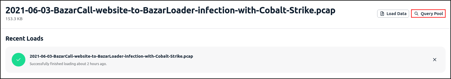 Opening Query Pool for the imported PCAP